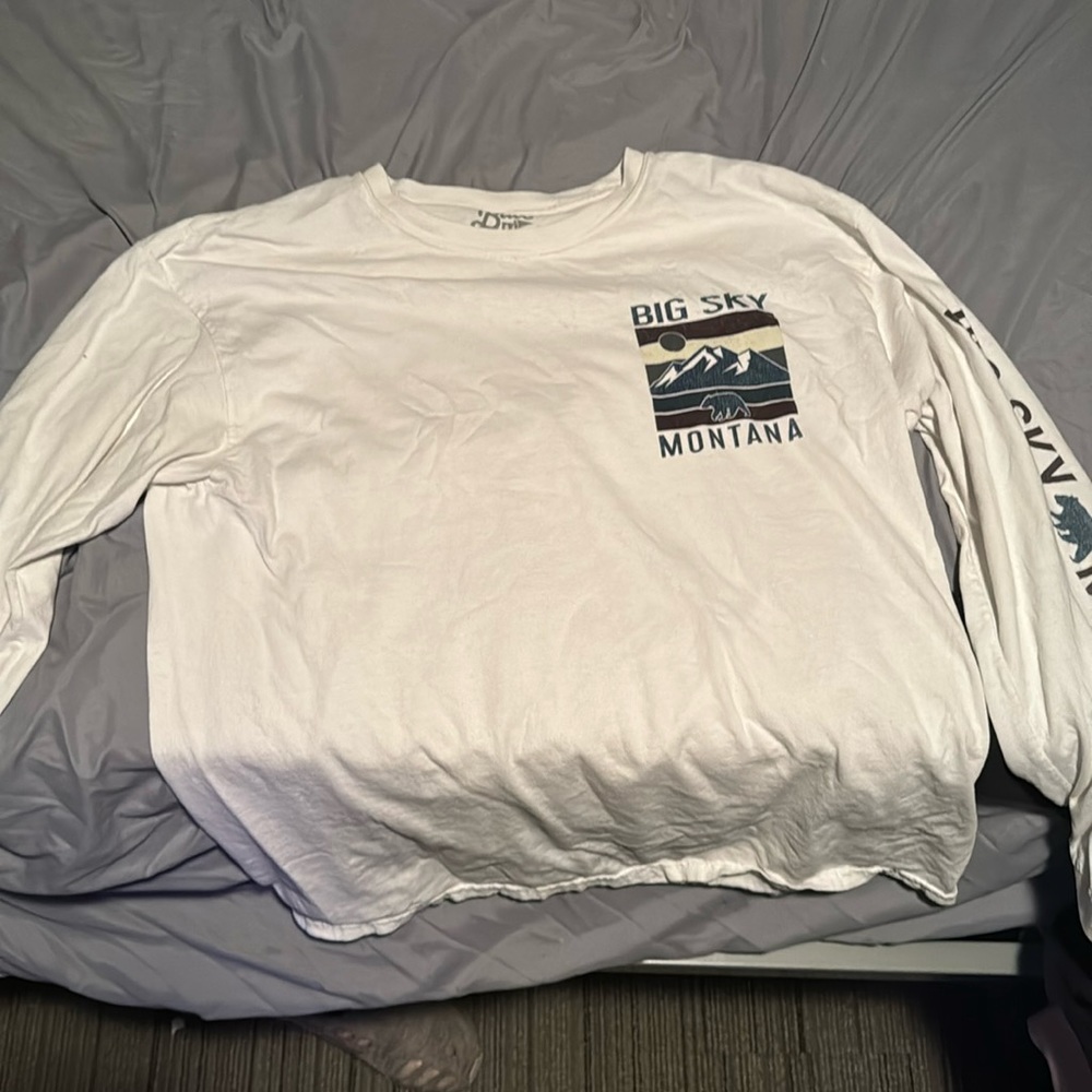 Blue 84 Long Sleeve Big Sky Tee White